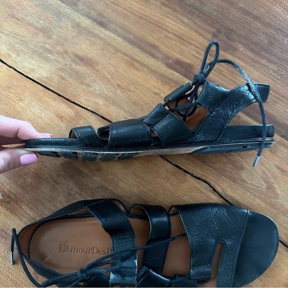 L’Amour Des Pieds Digbee Black Leather Lace-Up Gladiator Sandals Size 9 - Picture 15 of 15